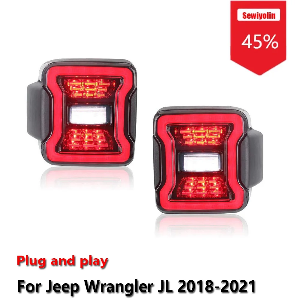 

Sewiyolin Car LED Tail Light Accessories For Jeep Wrangler JL 2018-2021 EU version DRL Brake Turn Signal Lamp Plug and Play