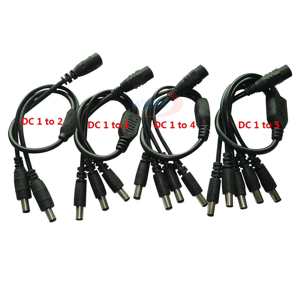 

10pcs DC Power Splitter Cable For LED Strip Light Female 1 to 2 3 4 5 Male Way Splitter Adapter 5.5mm*2.1mm Connector Plug Cable