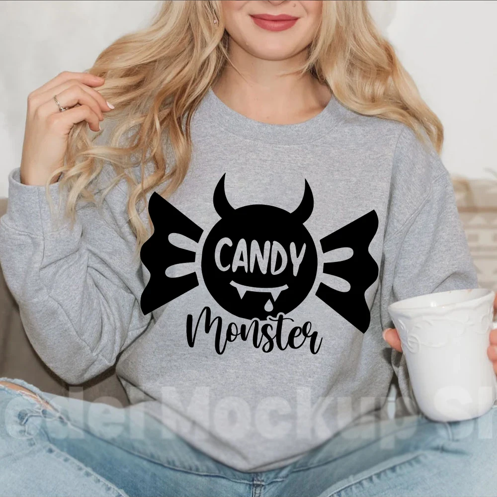 Candy Monster Womens Clothes Halloween Candy Womens Clothing Funny Halloween Monster Hoodie's for Women's Trick or Treat Hoodies