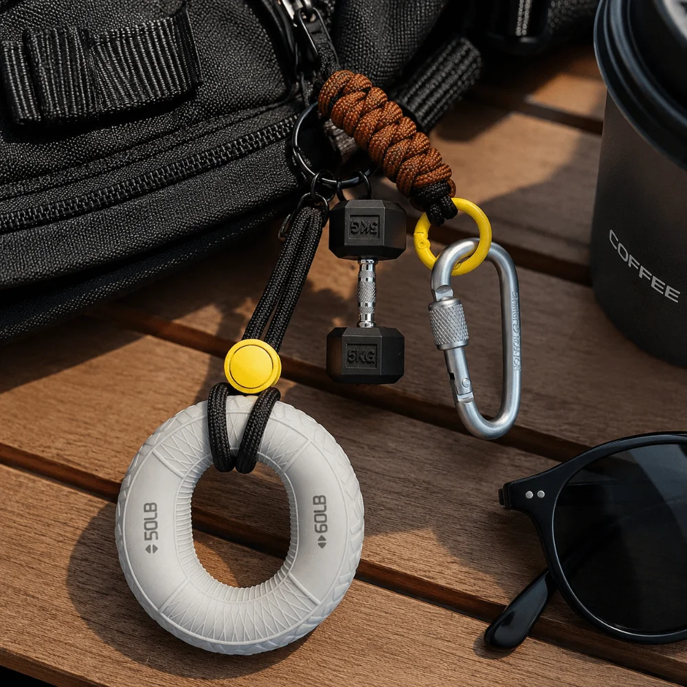 Portable Silicone Fidget Soft Silicone Skin-Friendly Mini Kettlebell Lightweight Screw Lock Carabiner Keychain Travel