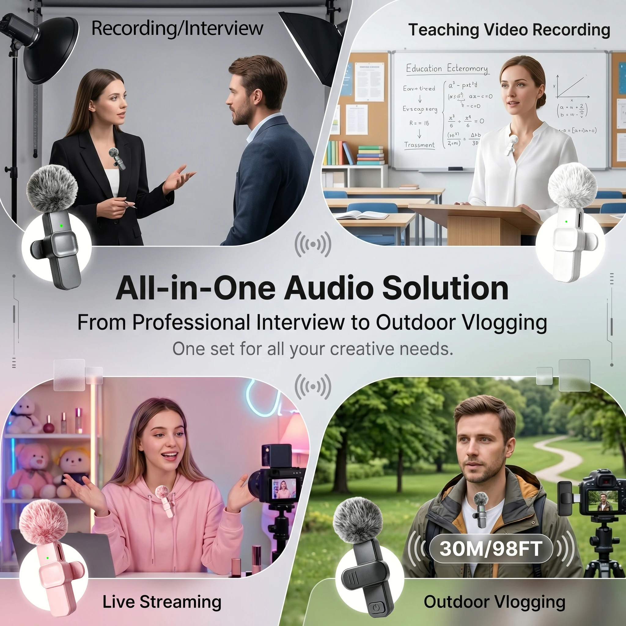 Type-C Port  Wireless Lavalier Microphone for Smartphones Computers and Cameras Windproof Cover for Video Streaming Vlog - view 5