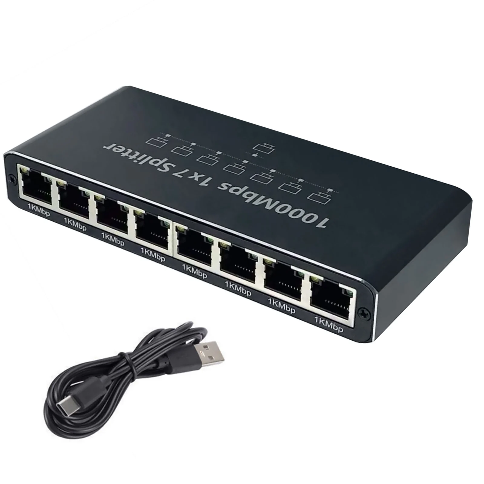 RJ45 Gigabit Ethernet Splitter 1 to 7 1000Mbps RJ45 LAN Network Splitter For PC Laptop Router Internet TV Box