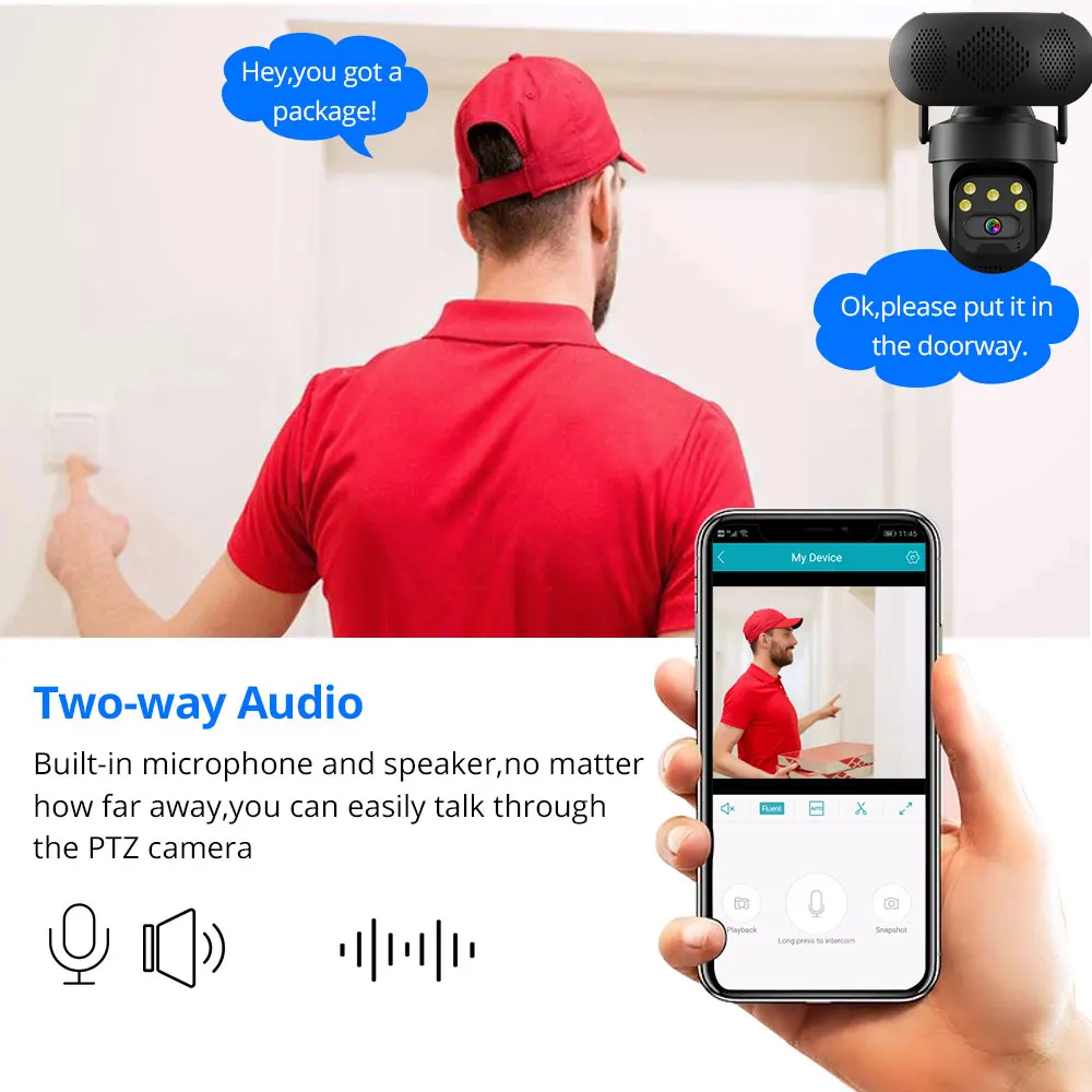 ICSEE 5MP WiFi PTZ Camera Bluetooth Music Player CCTV Outdoor CCTV Video Surveillance Camera Auto Tracking Wifi Security Monitor