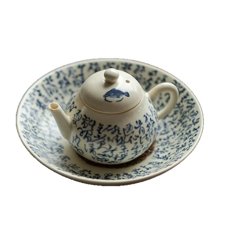 CX soda glaze Shiwen fish pear shaped pot household ceramic teapot kung fu tea set