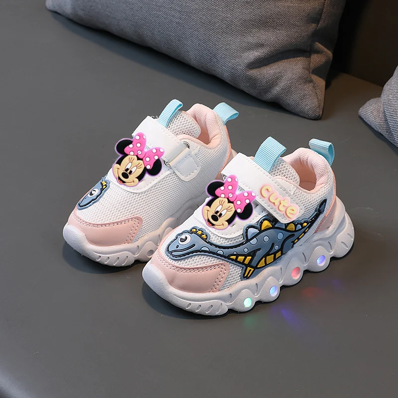 

running shoes Disney Mickey mouse soft-soled lights first wakers kids cute Minnie non-slip casual shoes boy girl baby Sneakers