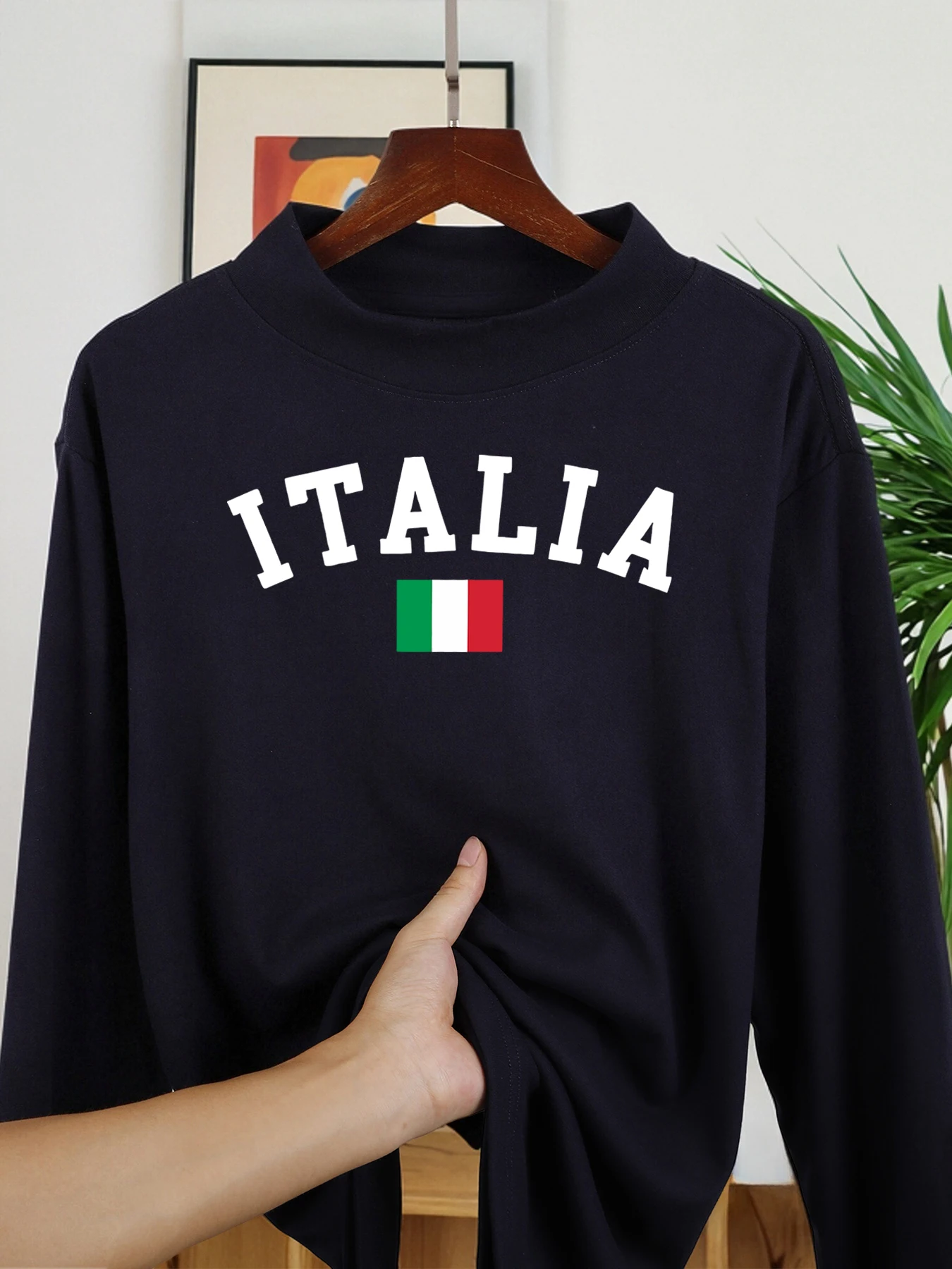 الإيطالية رسالة وعلم طباعة الرجال المخملية كنزة صوف قمصان دافئة غير رسمية العصرية مريح كم طويل كل مباراة الخريف الشارع الشهير