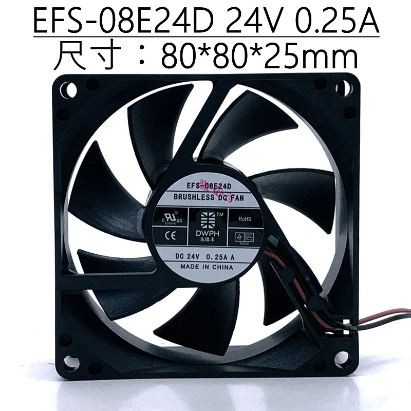 

Ltsf For DWPH EFS-08E24D DC 24V 0.25A 80x80x25mm 2-Wire Server Cooling Fan8cm