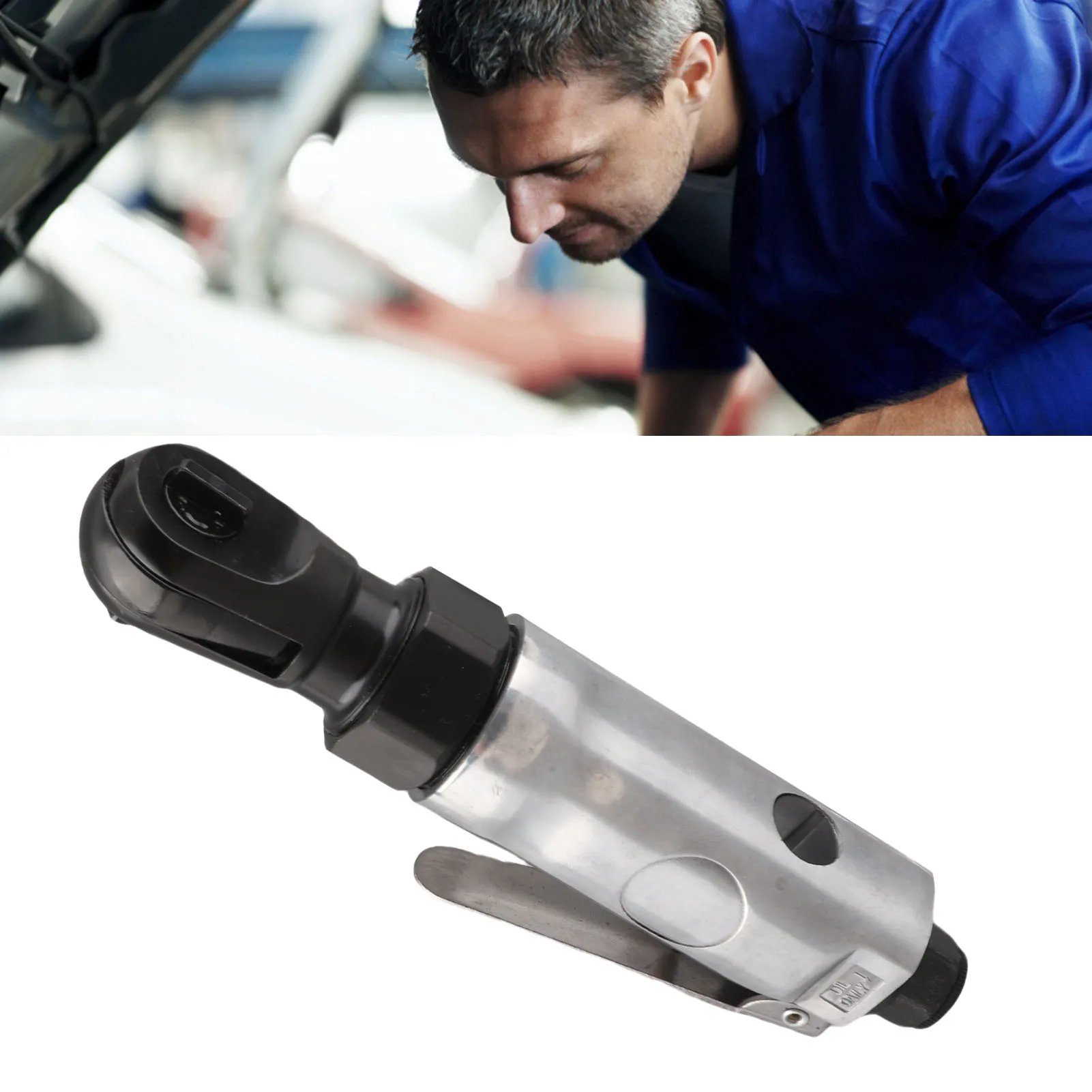 Pneumatic Ratchet Wrench Straight Shank Mini Air Ratchets 1/4in Threaded Connector Pneumatic Ratchet Wrench