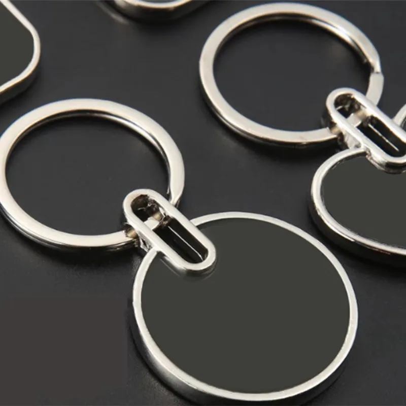1PCS Free Custom Engraving Logo Name Metal Keychain Personalized Round KeyChains Plate Laser Marking Black Mirror Key Chain Gift