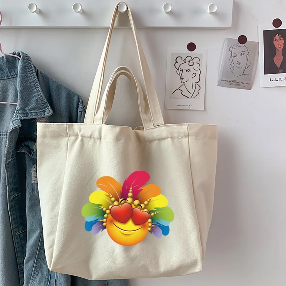 Women's Shopping Bags 2022 Large Capacity Canvas Feather Printed Shoulder Bags Organizer Reusable Casual Handbag Tote Bags