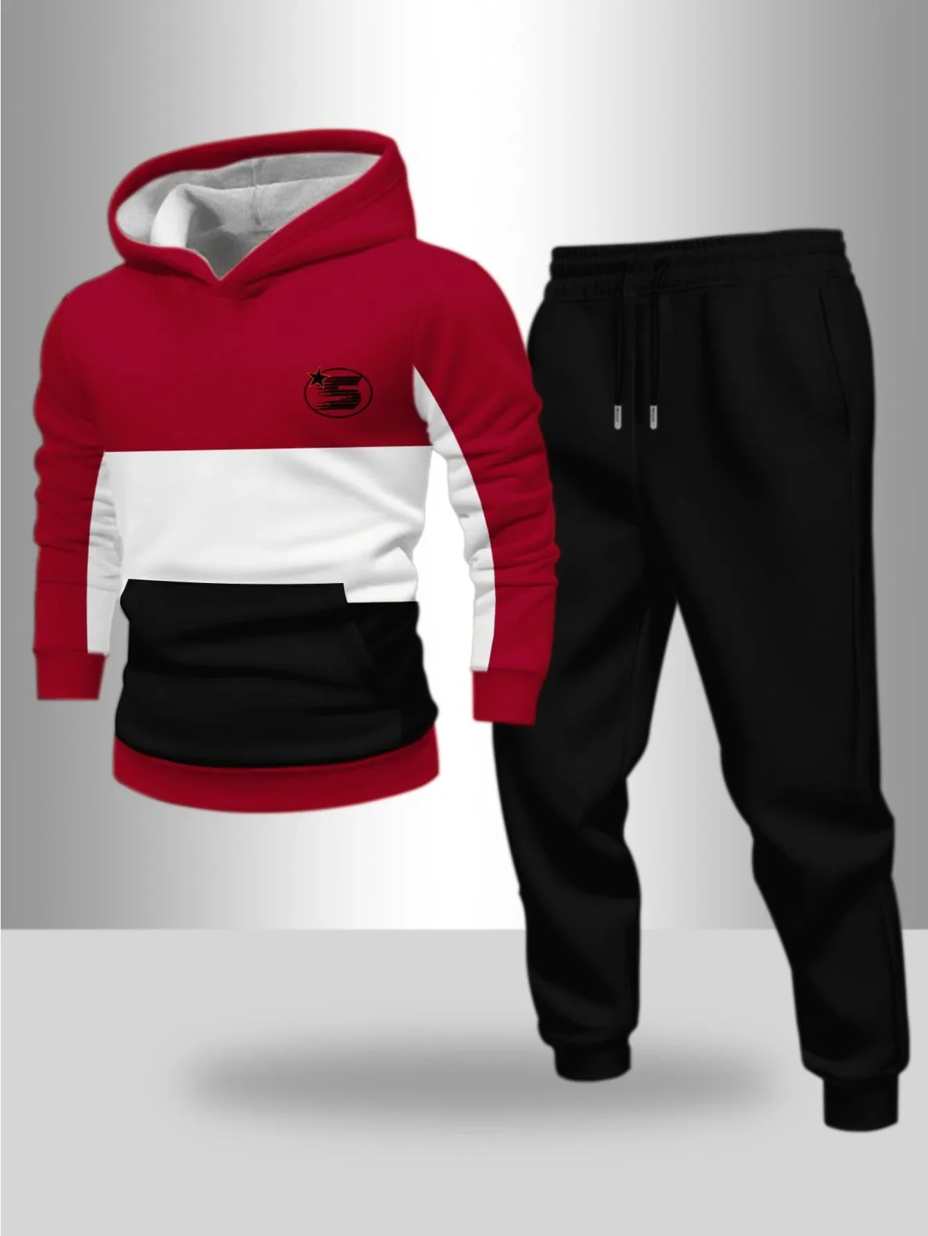 Traje deportivo con capucha y impresión digital para hombres europeos y americanos: tela de sudadera agradable para la piel de alta calidad