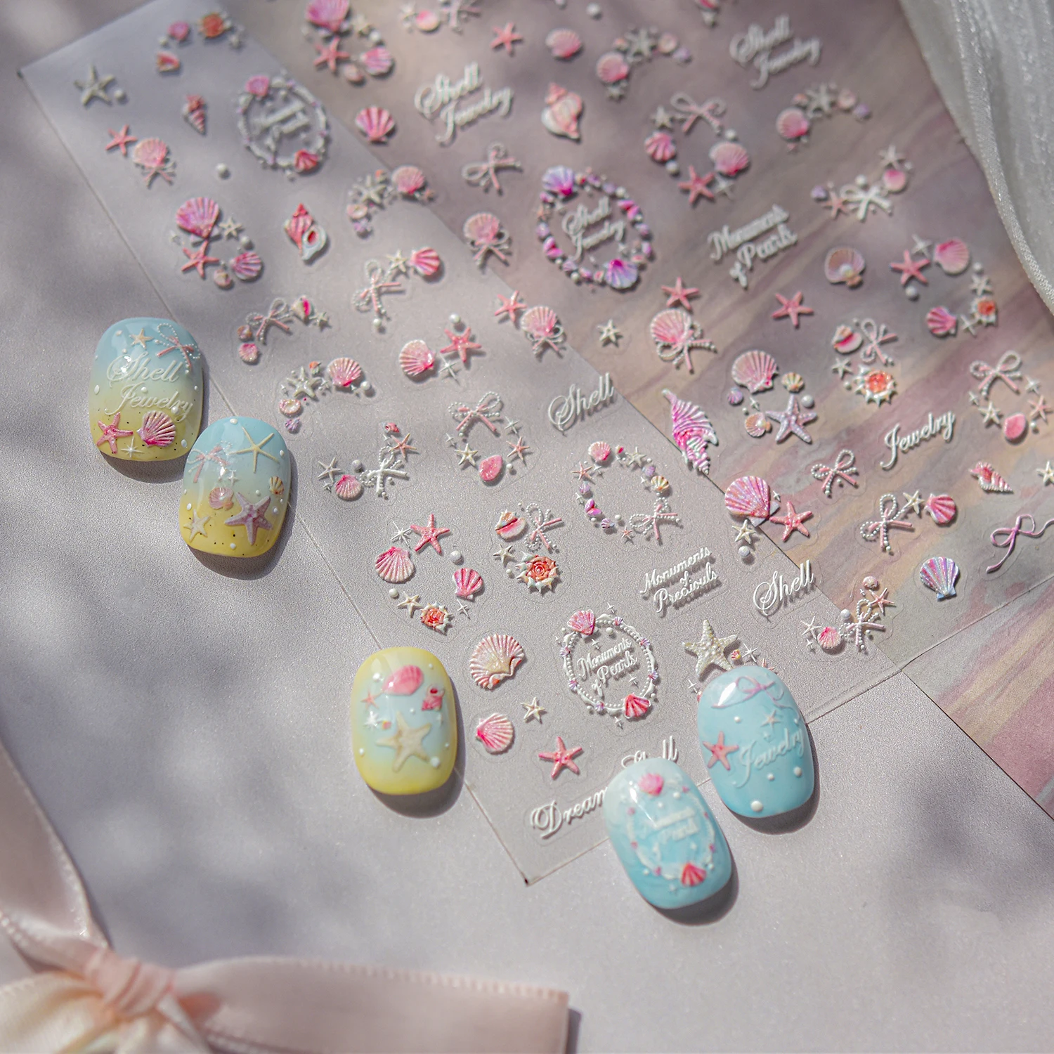 1 قطعة نمط المحيط مسمار الفن صائق الشارات مسمار ملصقات ملونة لطيف فرس البحر قذائف 5D ملصقات اضغط على الأظافر أجزاء الأظافر #2