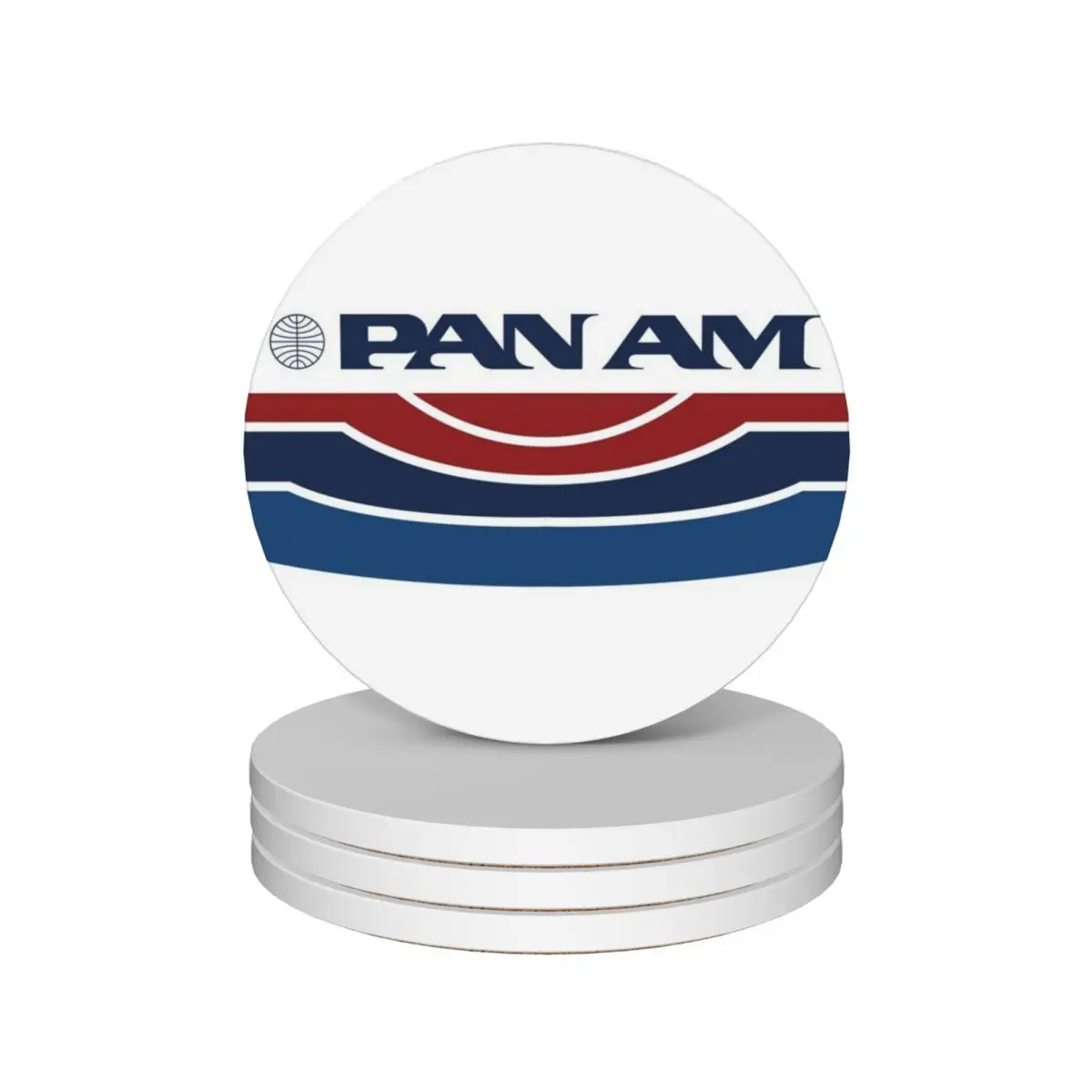 

Pan Am Logo with Stripes Ceramic Coasters (Set of 4) for cups set for drinks set tea cup holder white Coasters