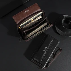 Men's PU Zipper Handbag Large Capacity Long Wallet Clutch Bag Phone Bag Multi card Card Holder Coin Purse Wallet Double Layer