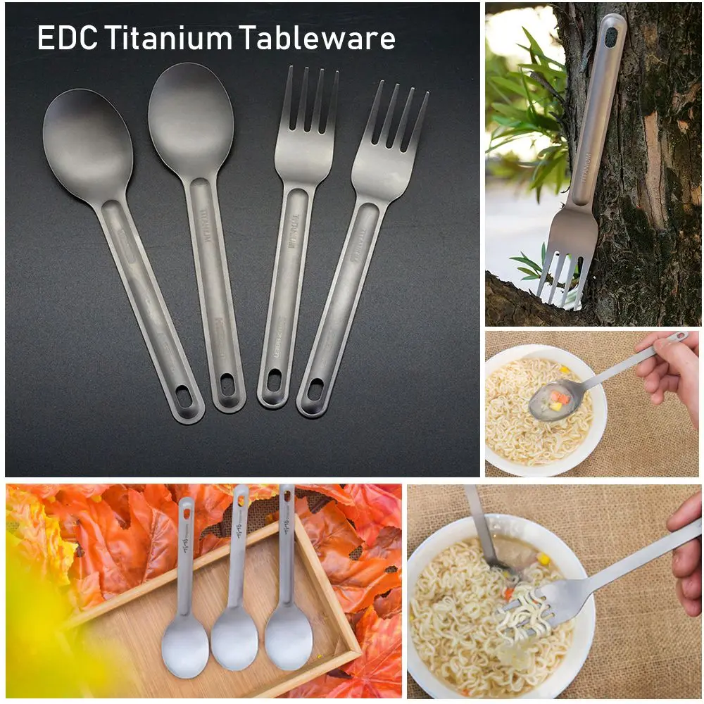 Umwelt tragbare edc Camping Werkzeug Outdoor Picknick Zubehör Besteck Gabel Titan Kochgeschirr