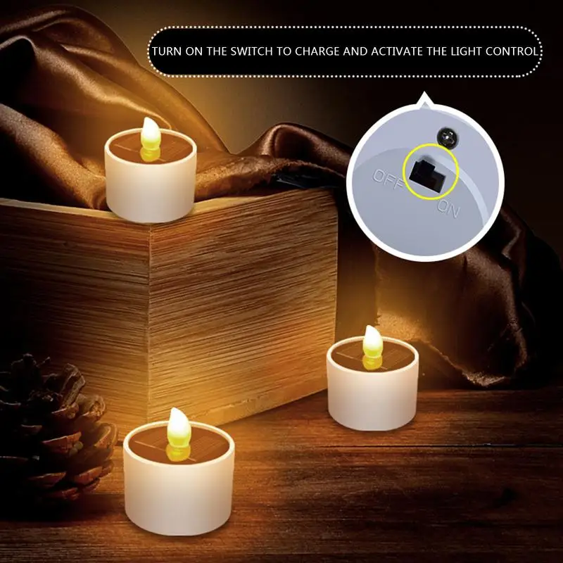 Solar Tea Light LED Candles Outdoor Waterproof Flameless Solar Tea Lights Rechargeable Candles For Party Garden Home Decoration image 3