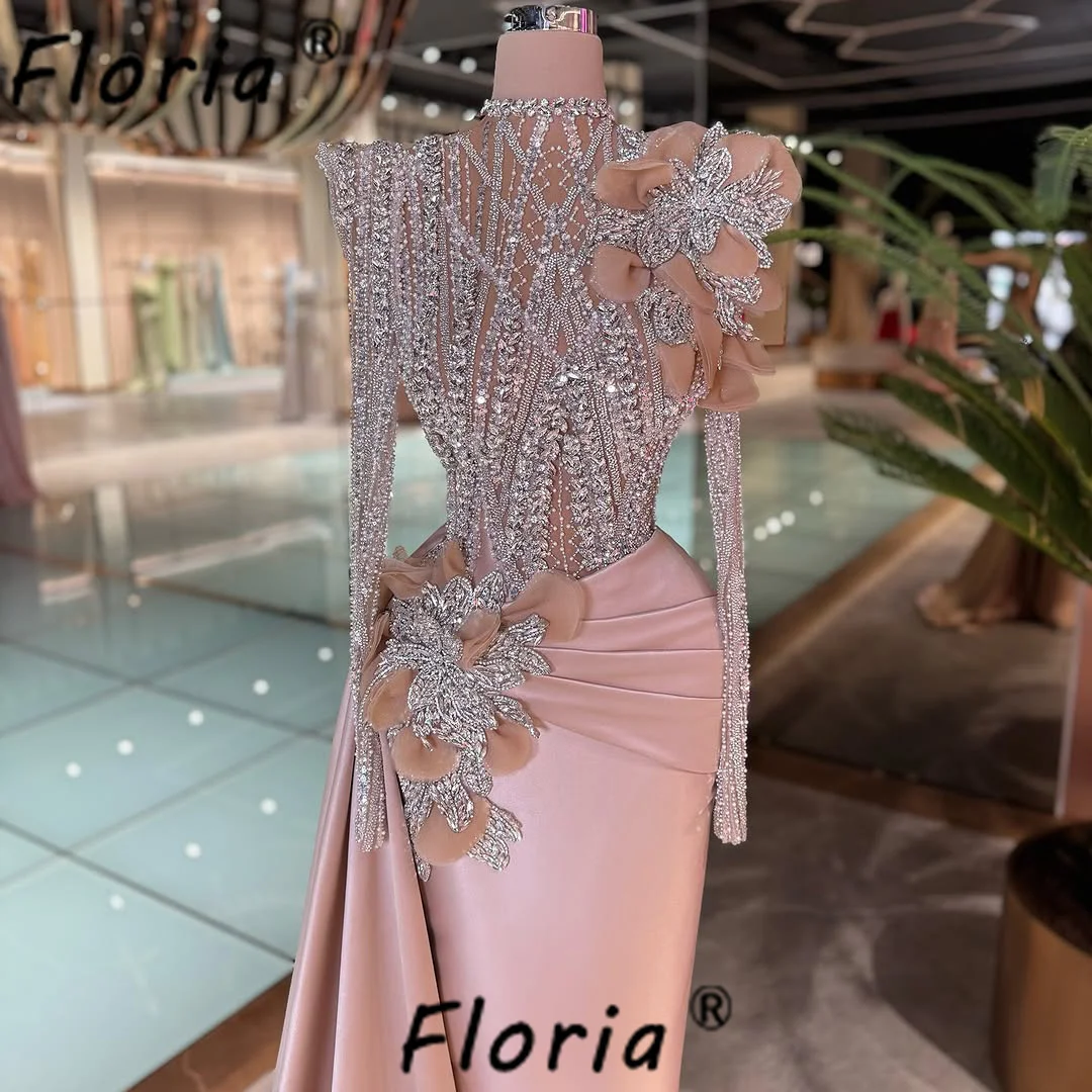 Vestidos de Noche de sirena de cristal con cuentas pesadas, piedras brillantes color champán, vestidos de fiesta de celebridades de cristal, batas de invitados de boda personalizadas
