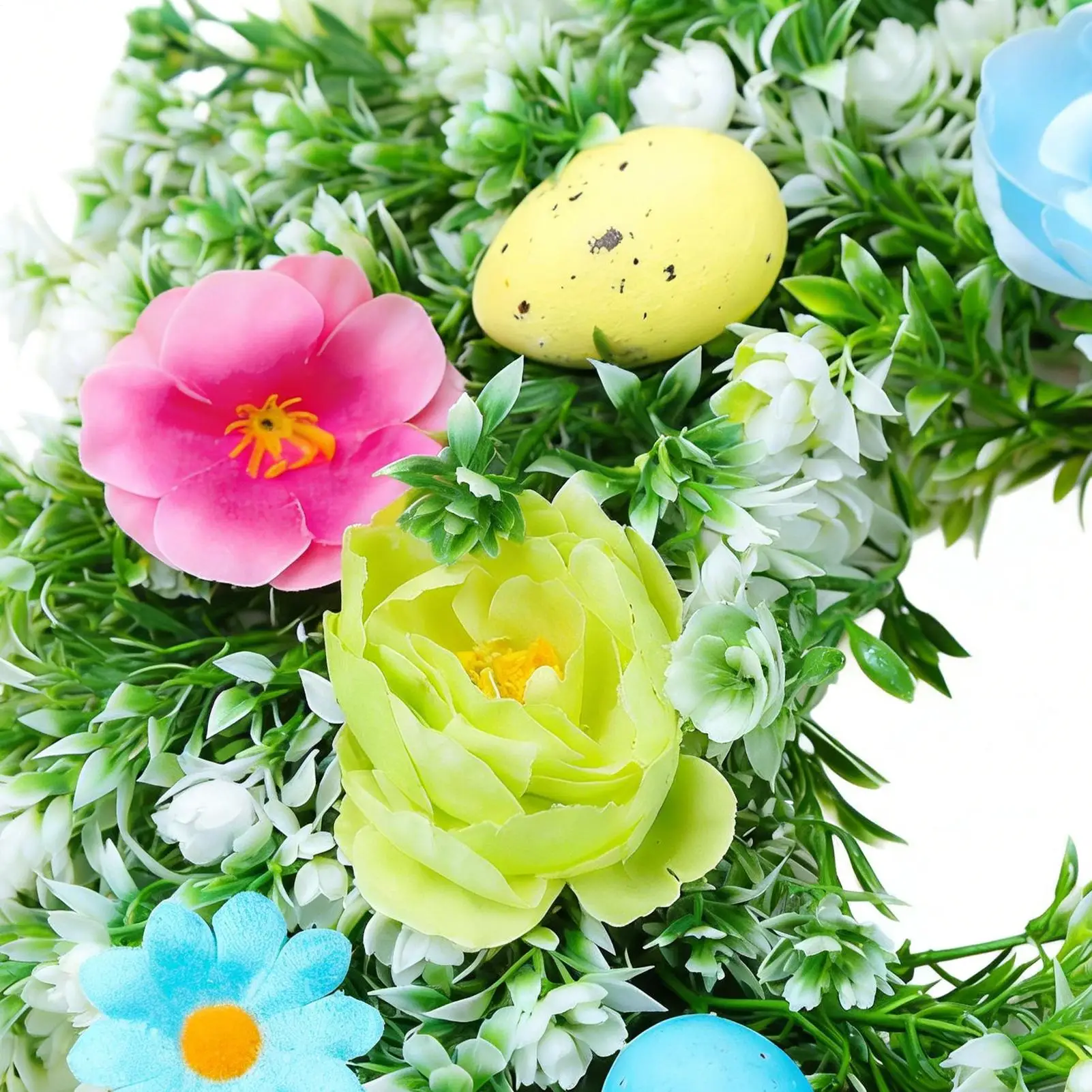 

Весенний дверной венок с разноцветными яйцами, 13,78 дюйма, искусственный пасхальный венок в стиле фермерского дома для дома, улицы, крыльца, окна, стены