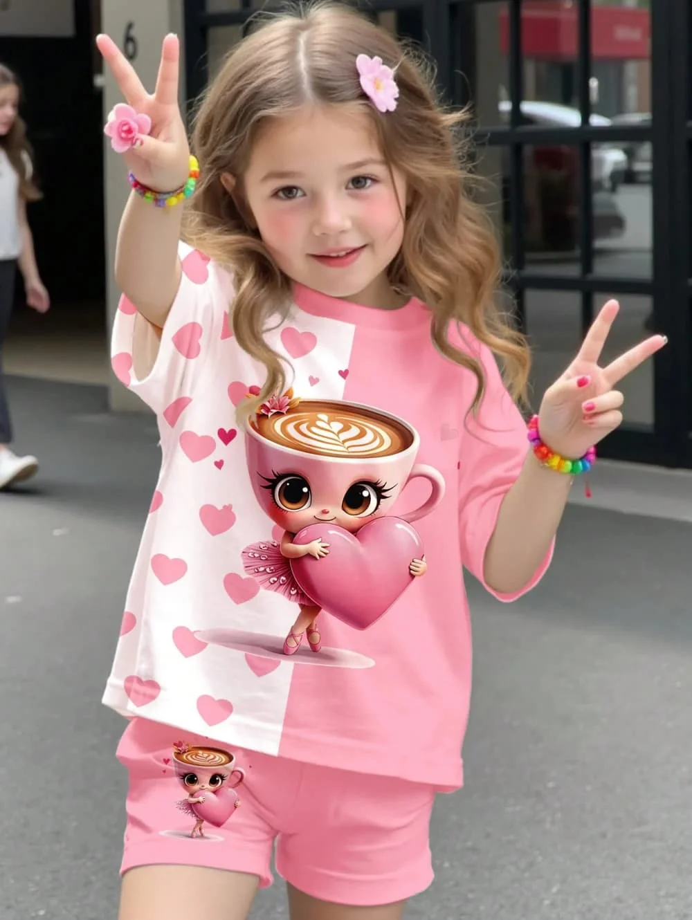 Italian Brainrot Girls Clothes Cute Meme Ballerina Cappuccino Print Girls T-Shirt + Pants Set Casual Fashion Children's Clothes
