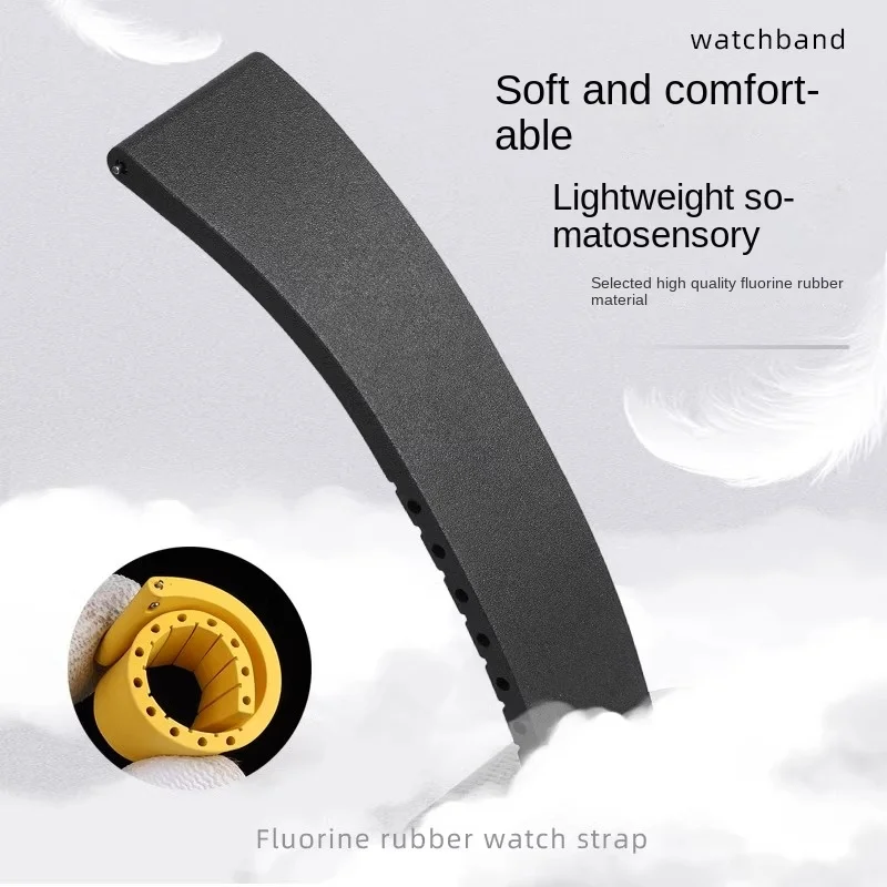 Pasek 18mm 19mm 20mm 21mm 22mm FKM do zegarka Cartier Rolex Breitling Longines Omega Swatch z mechanizmem szybkiego uwalniania Niebieski zielony biały