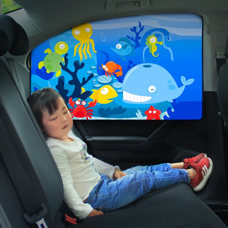 Car Cartoon Cute Spaceman Magnet Side Window Sunshades Windshield Sunshade Rear Side Auto Window Sunshade Cover For Children