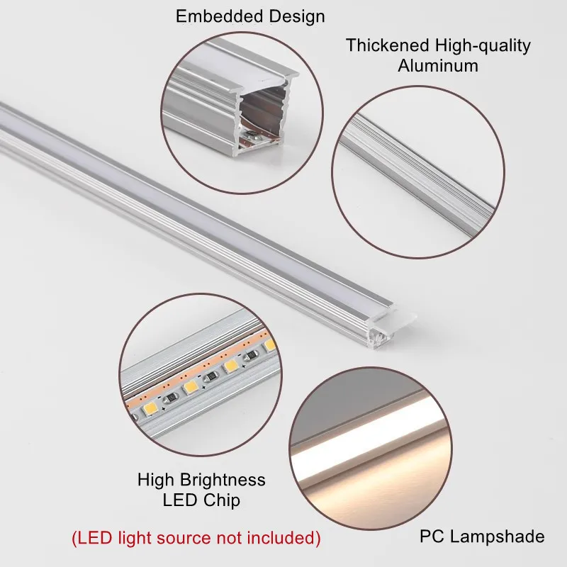 Алюминиевые светодиодные профили для коридора, внутреннего освещения, домашний Настенный декор, линейные светодиодные лампы, промышленные жесткие