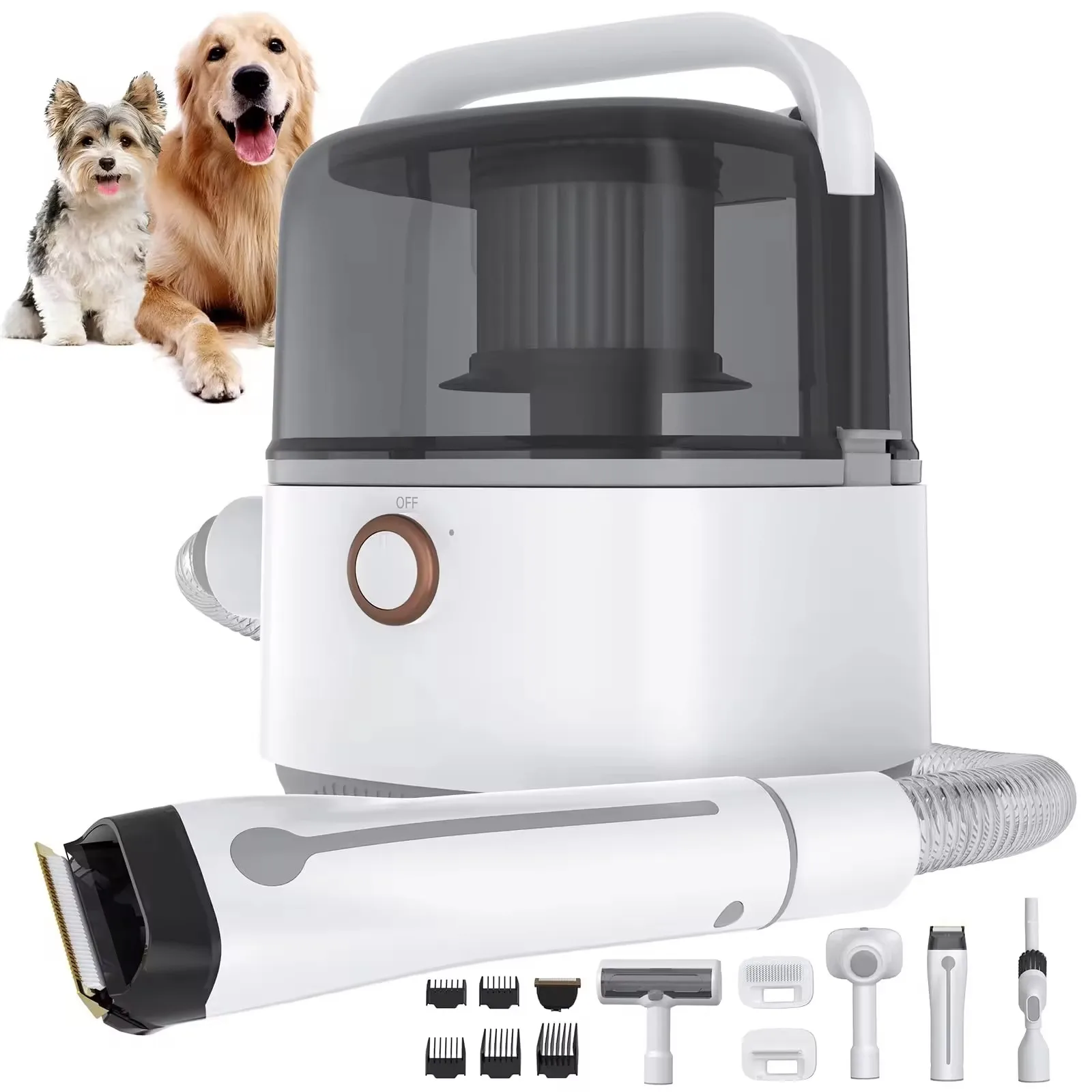 Pet Grooming Kit & Vacuum Suction 99% Pet Hair, Professional Clippers with Proven Grooming Tools for Dogs Cats and Other Animals