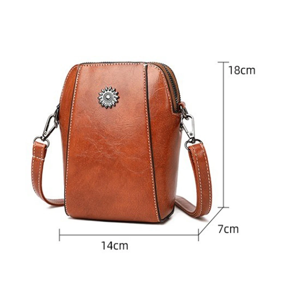 Women\'s Leather Bag Crossbody Cell Phone Bag Single Shoulder Messenger Purse Large Capacity Casual Crossbody Small Bag