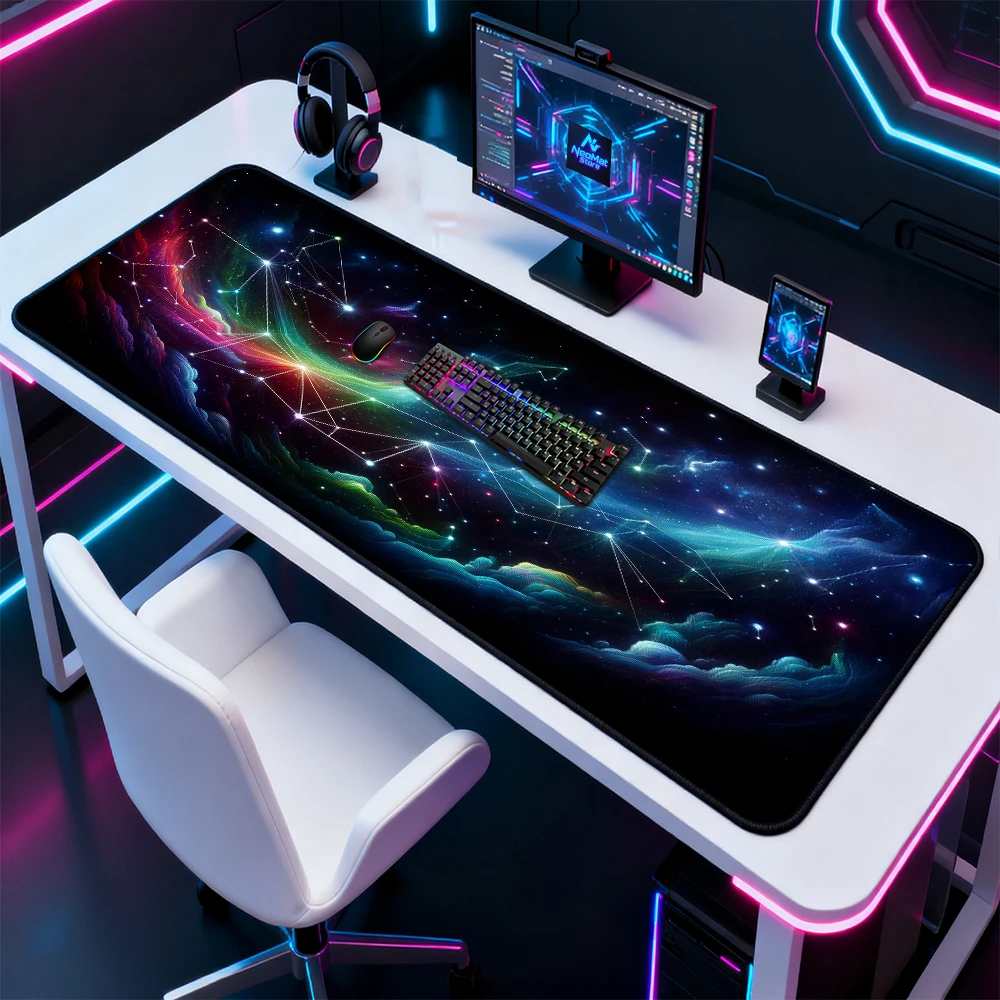 Starfield Mouse Pad Galaxy Desk Pad Starry Night Computer Table Mat Star Rail Mousepad Xxxl 1200x600 Gaming Rug Thick 5mm Black