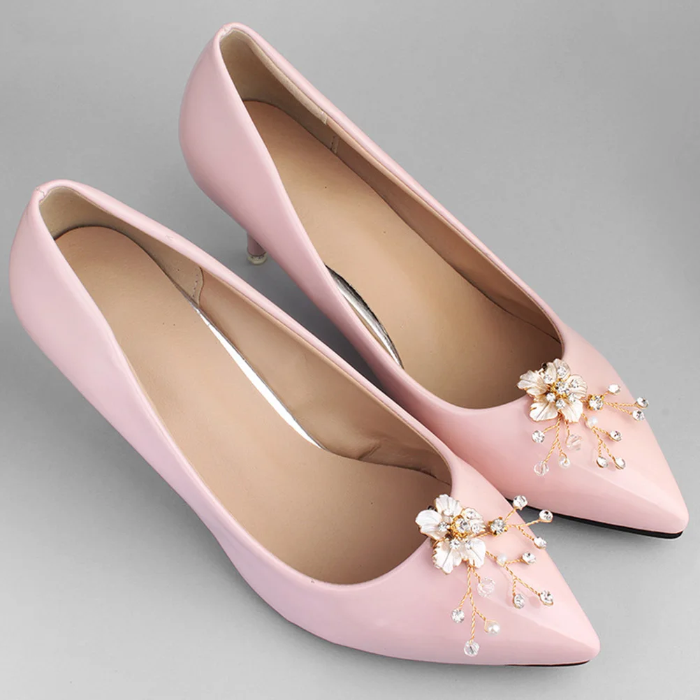 

1Pair Water Drill Pearl Shoe Buckles Elegant Wedding Bridal Decorations Fashionable Shoe Accessories Delicate High Heel Clips