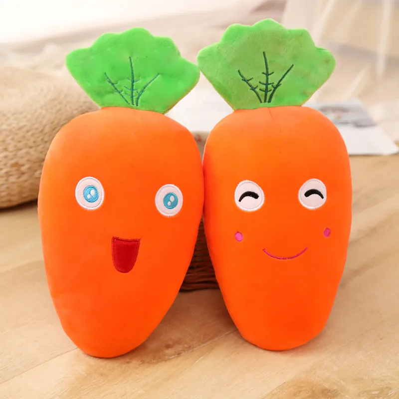 Poduszka pluszowa w kształcie marchewki z wyrazistymi emocjami, 40 cm, wypełniona bawełną, miękka poduszka roślinna, bardzo miękki pluszak, prezent.