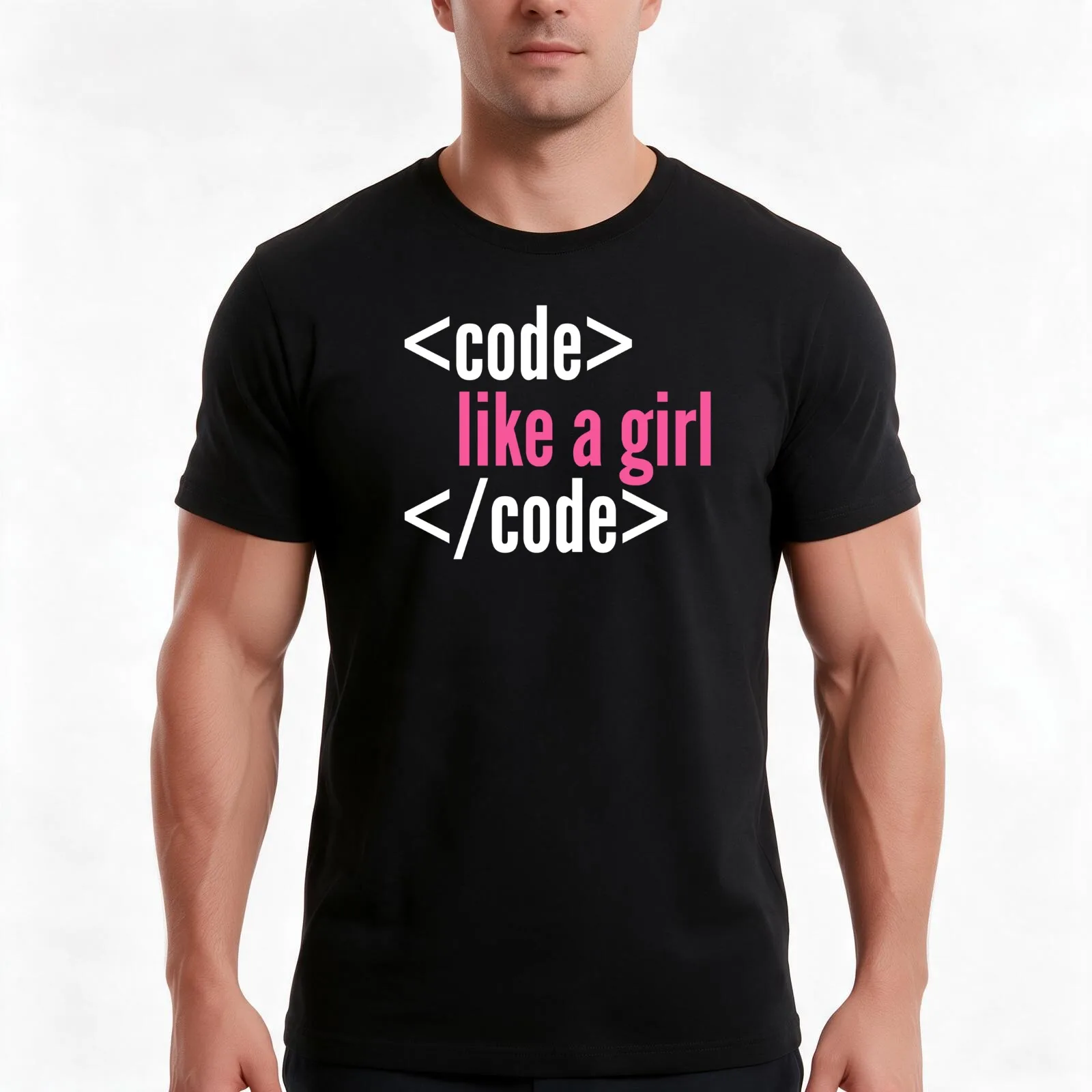 Code like a girl programming T-Shirt, Summer Casual Cotton Tee, Oversized Streetwear Tops, Vintage Graphic Print, 100% Cotton