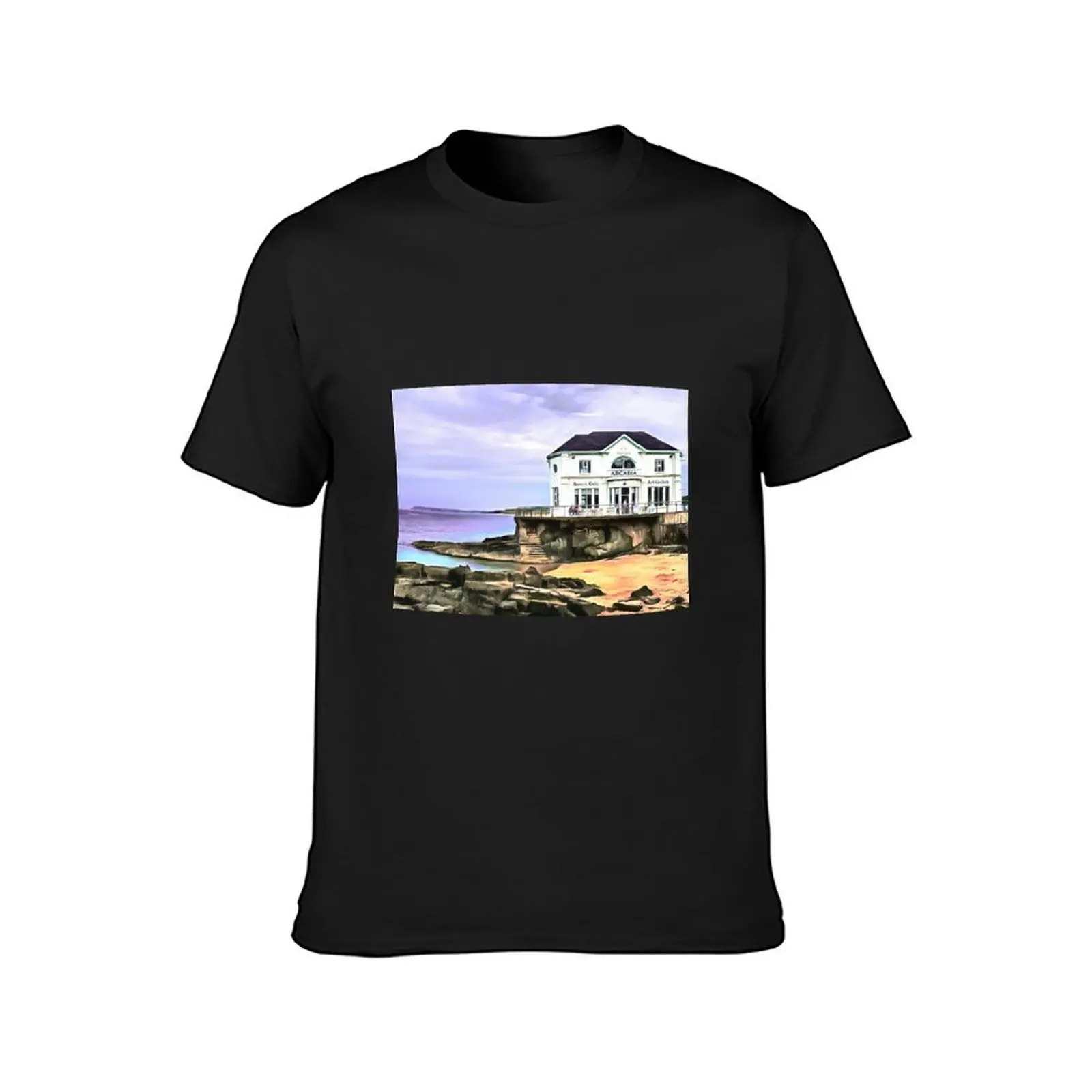 The Arcadia, Portrush, Ireland. (Painting.) T-Shirt blacks anime slim fit t shirts for men