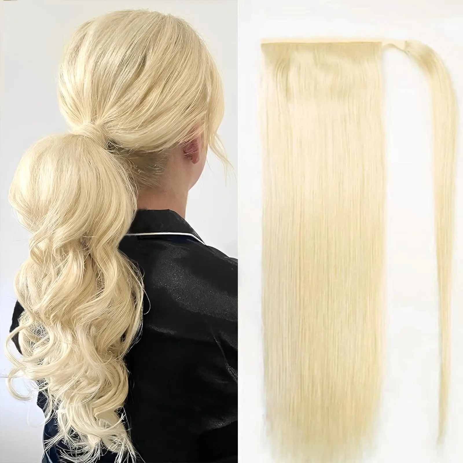 

Блондинка # 613 Наращивание хвоста, человеческие волосы, обертывание вокруг хвоста, наращивание волос, волшебная паста, зажим для конского хвоста в шиньоне