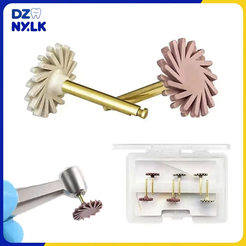 

Dental Rubber Polisher Composite Resin Diamond Impregnated Polishing System 14mm RA Disc Wheel Kit 2-Step Spiral Flex Brush Tool