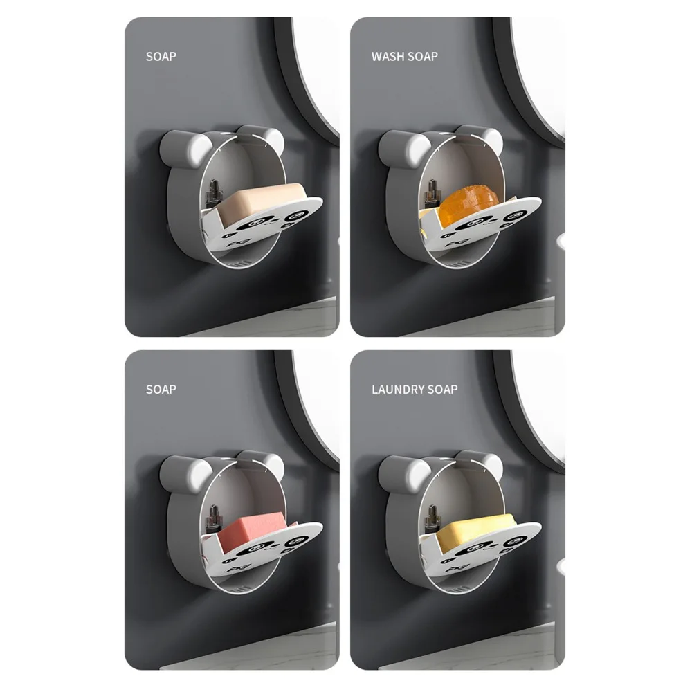 Plastic Soap Dish Black White Easy Installation Soap Storage Box Self Draining Cartoon Look Cartoon Soap Holder