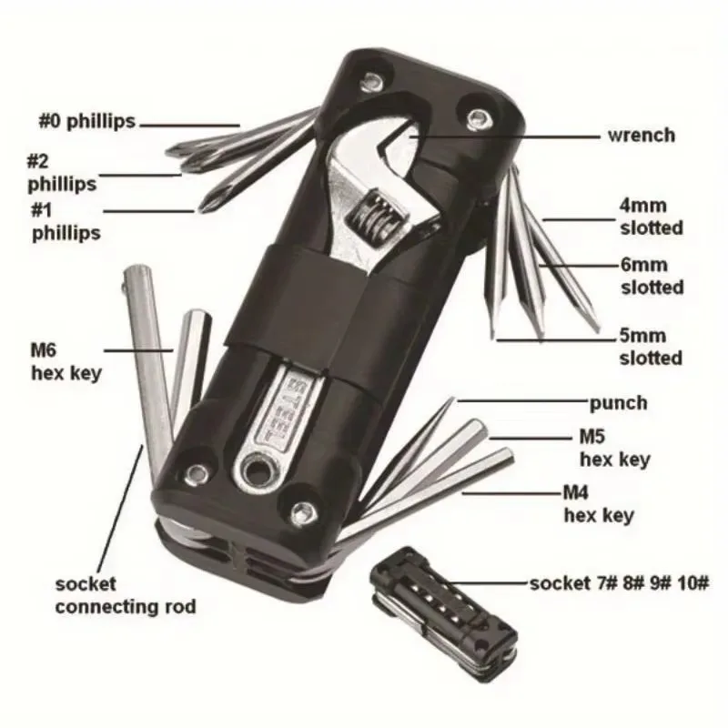 

Multifunctional Combination Tool Outdoor Camping Bicycle Bike Motorcycle Multitool Wrench Screwdriver Hex Screw Driver Motor Kit