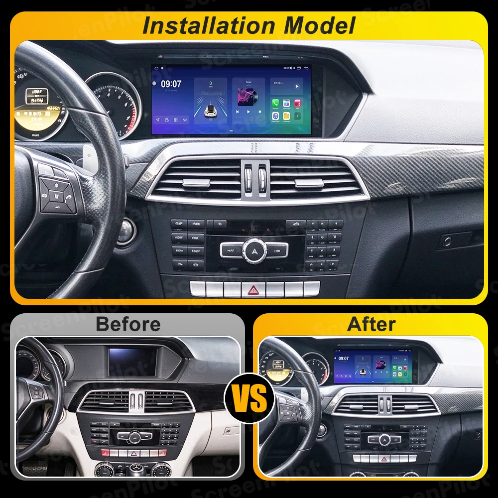 8.8 inch For Mercedes Benz C Class 11-15 W204 S204 Car Radio Stereo Head Unit Multimedia Video Player GPS Navigation 5G 8 Core