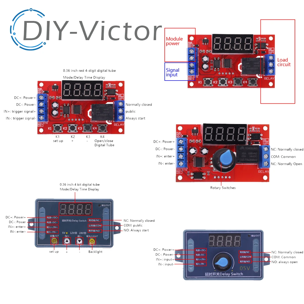 DC 5V 12V 24V 10A Adjustable Time Delay Relay Module 32 52 Modes LED Digital Timming Trigger Timer Control Switch Pulse Cycle