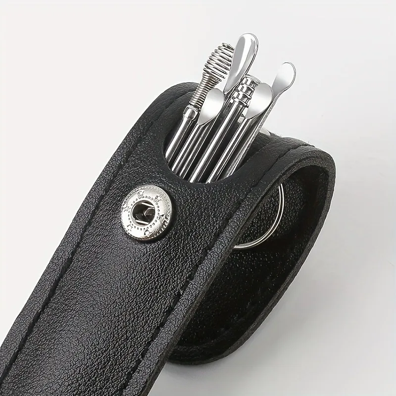6-Piece Stainless Steel Ear Picking Set: Adult Portable Keychain Ear Picking Spoon Tool for Clearing Earwax