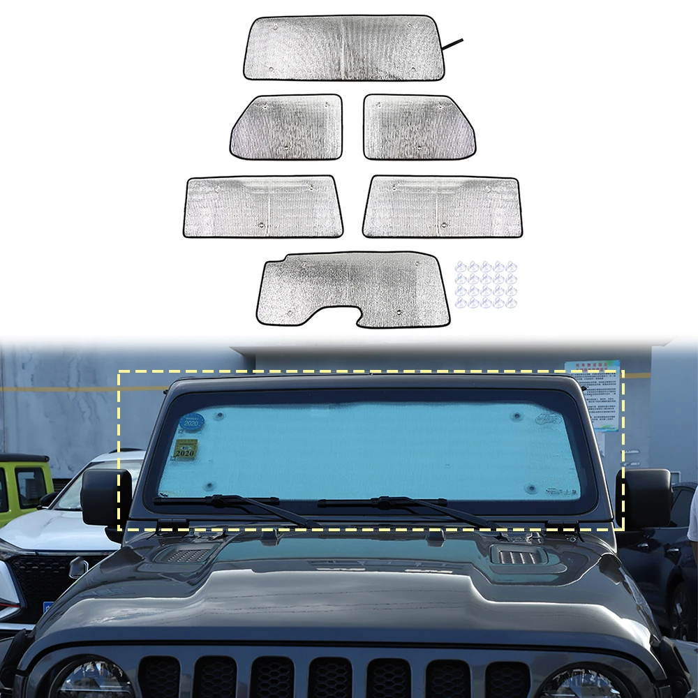 

Windshield Sunshade Sun Visors for Jeep Wrangler JL 2018-2023 Car Curtain Anti-UV Window Insulation Pad Interior Accessories