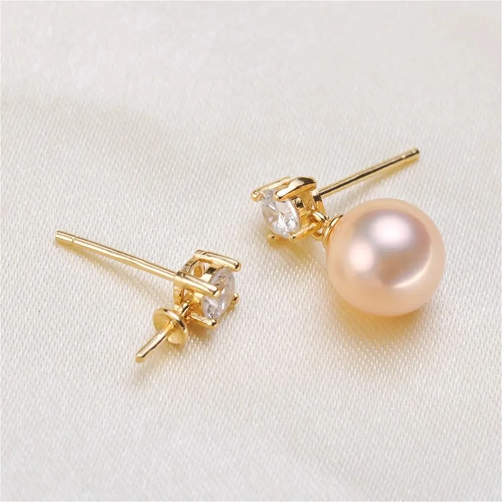 

Pearl Earrings DIY Accessories Empty Tray S925 Sterling Silver Queen Style Fit 7-9mm Round Oval Pearls E182