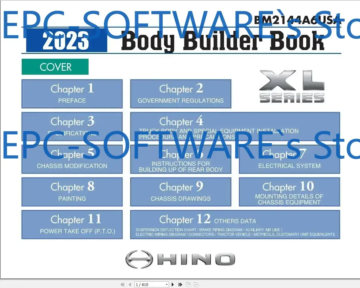 

EPC-SOFTWARE Hino Truck USA 2017–2026 Руководство по PDF-матерингу и книга по строительству тела