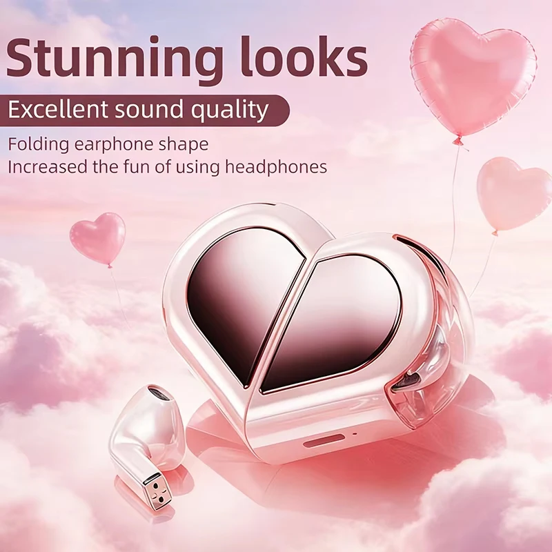K520-New trendy heart-shaped foldable wireless headphones - 