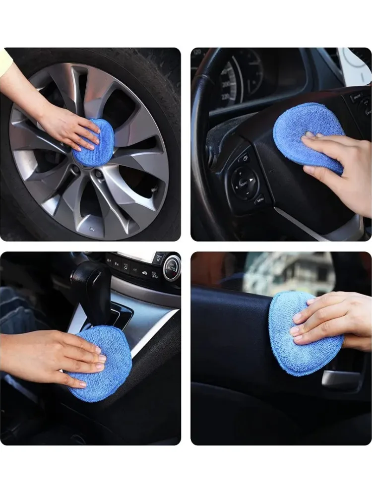 10Pcs Car Detailing Applicator Pads Car Care Waxing Polish Sponges Soft Microfiber Round Pocket Foam Sponges Car Cleaning Tools image 6