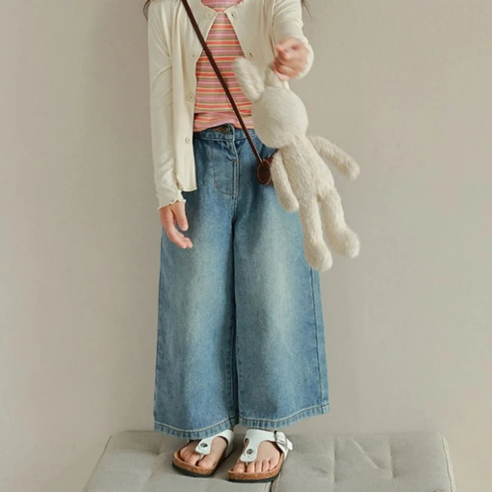 

Ins Straight Jeans High Waist Wide Leg Children Y2K Jeans Cowboy Pants Loose Little Girls Denim Trousers Girls Gift