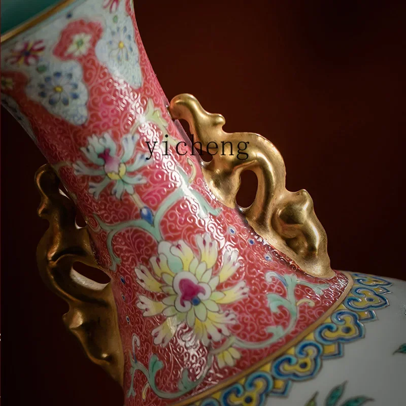 BJ-25  retro porcelain enamel color peach pattern binaural ceramic