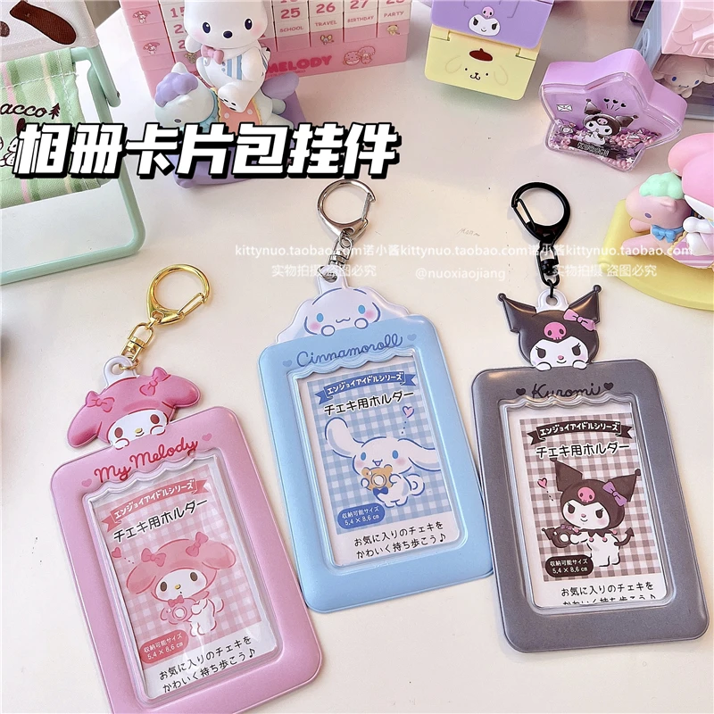 Sanrio kawaii portachiavi carino Kuromi Melody cannella cane titolare della carta Guka foto ID card bag storage sacchetto di scuola ciondolo anime