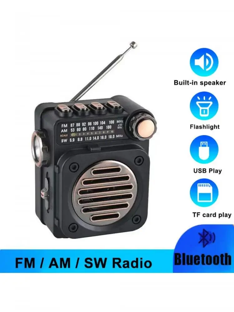 AliExpress NVPONE Mini Pocket Radio FM AM SW Stereo Radios Receiver Bluetooth Flashlight Music Player Built-in Speaker Radio For Outdoor Cycling