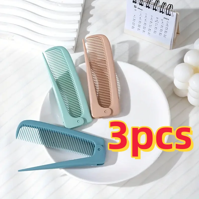 3pcs Foldable Travel Comb - Portable Anti-Static Pocket Comb for Home & Outdoor Use, Minimalist Design